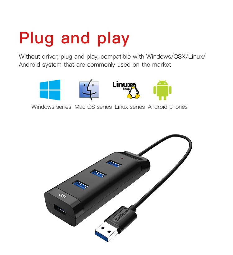 Высокоскоростной 4 порта USB 3,0 Портативный Компактный концентратор адаптер для ПК ноутбук Hgih Quanlity с кабелем 30 см