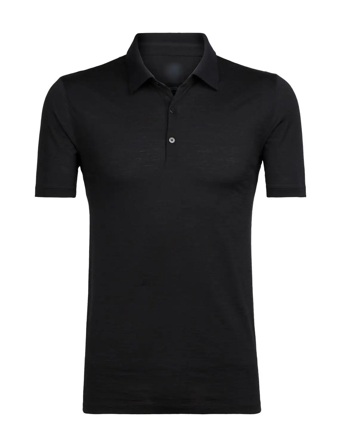 Новинка, летняя мужская рубашка поло из мериносовой шерсти с коротким рукавом, легкая футболка с отворотом и v-образным воротником на пуговицах - Цвет: Черный
