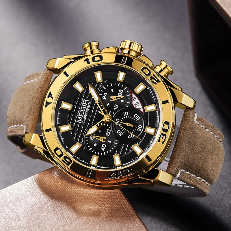 MEGIR Watch Top Brand Man Watches with Chronograph Sport Waterproof Clock Man Watches Military Luxury Men's Watch Analog Quartz