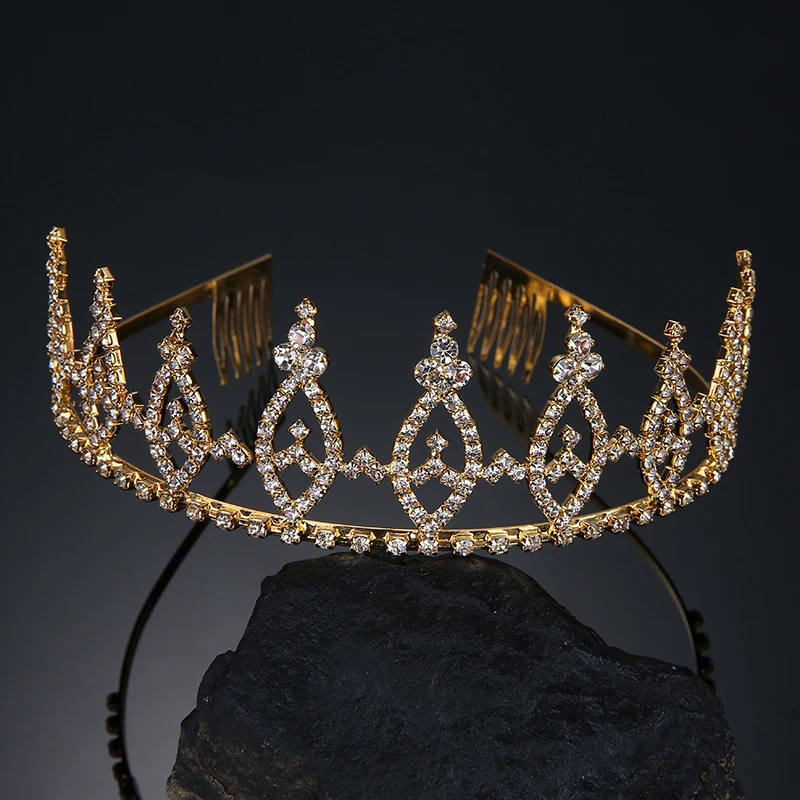 Bridal Round Tiara Crowns Princess Queen Combs Full Circle Rhinestone ...