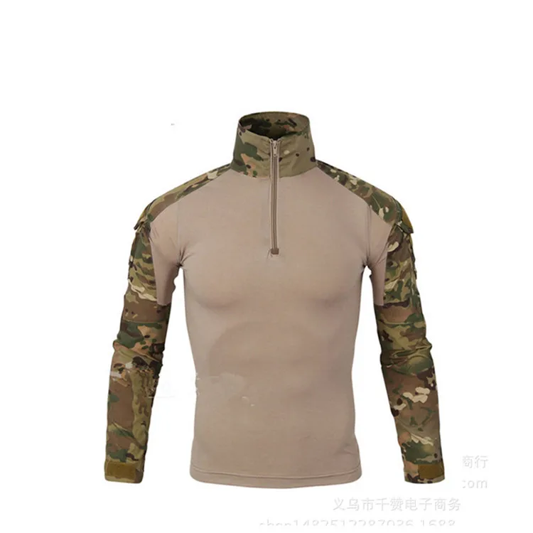 Men's Tactical Military Combat Shirt Breathable Army Assault Camo Long Sleeve T Shirt Outdoor Sports Camouflage Hunting Uniform