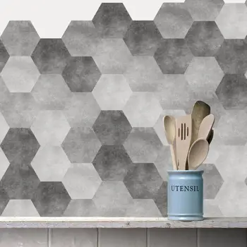 

10pcs/set New Hexagon DIY Floor Sticker Non-slip Self-adhesive Waterproof Wear-resistant Wall Stickers Bathroom Ground Stickers