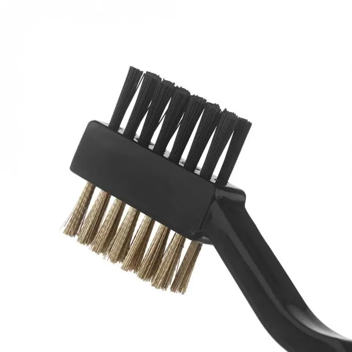 2 Sided Brass Wires Nylon Golf Club Brush Groove Cleaner Kit Black YS-BUY