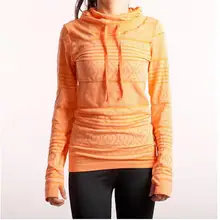 New autumn winter running fitness yoga T-shirt with cap outdoor quick-drying clothes