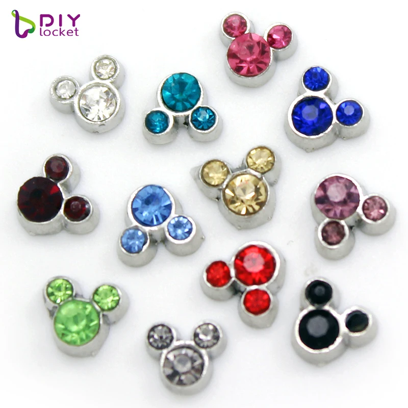 

12PCS!! "Mickey" Floating charms Mix Color Zinc Alloy Fit Floating lockets & Floating locket bracelet LSFC116*12