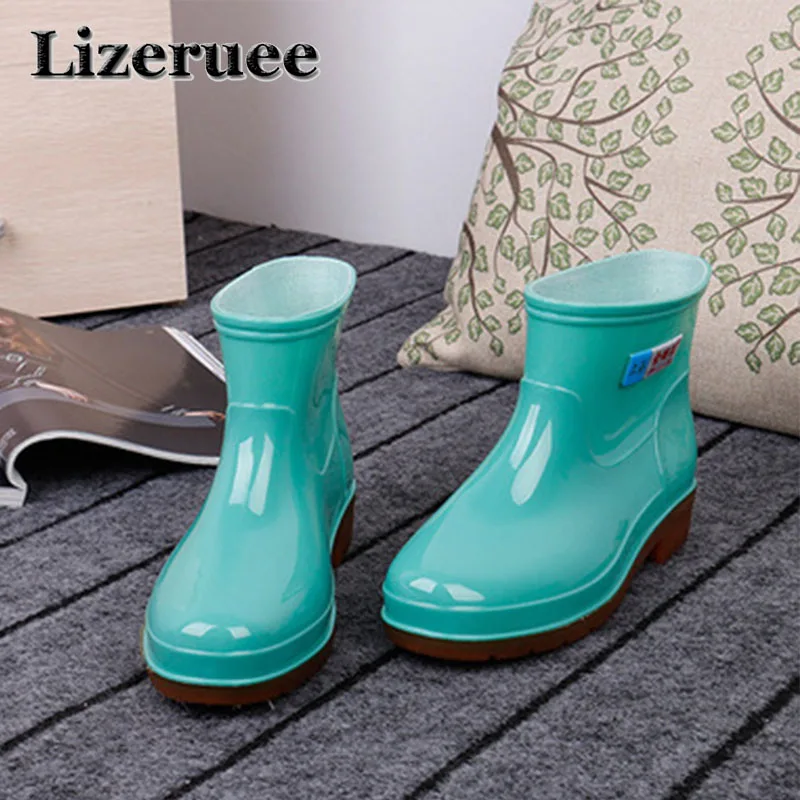 

Women Winter Mid-Calf Warm Rainboots Non-Slip Work Shoes Waterproof Water Shoes Woman Wellies Rain Boots KS304