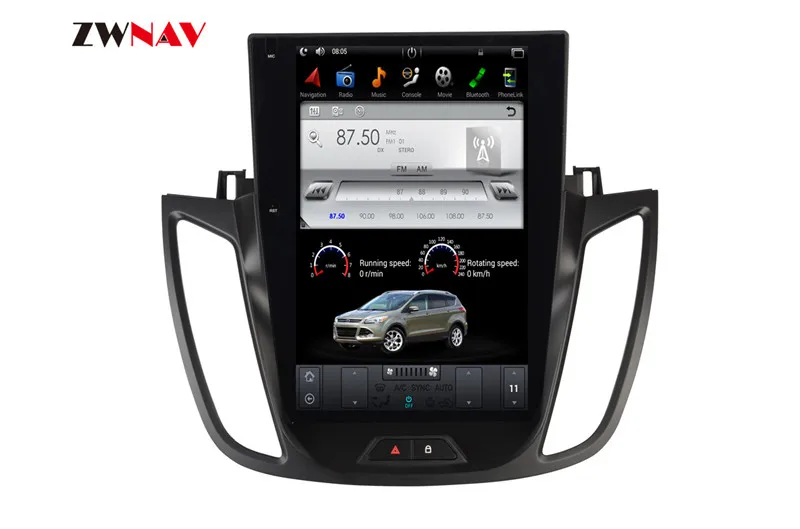 Flash Deal ZWNVA Tesla style Screen Newest Android 7.1 Car DVD Player GPS Navigation Radio Screen For Ford Kuga/Escape 2013 2014 2015 2016 8