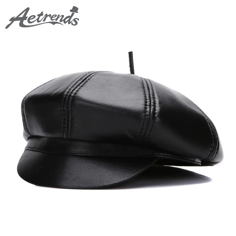 Women Autumn//Winter Japanese Fashion Wool Beret Leather End Painter Hat,Leisure Fashion Cap. Happy-L Hat Color : Navy, Size : M