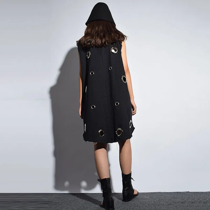 [XITAO] Single Breasted Women 2018 Autumn Korea Fashion New Turn-down Collar Sleeveless Solid Color Casual Long Vest LJT4081