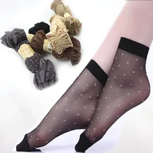 10 пара/лот прозрачные тонкие женские прозрачные шелковые носки в горошек нейлоновые Модные женские летние короткие шелковые носки до щиколотки