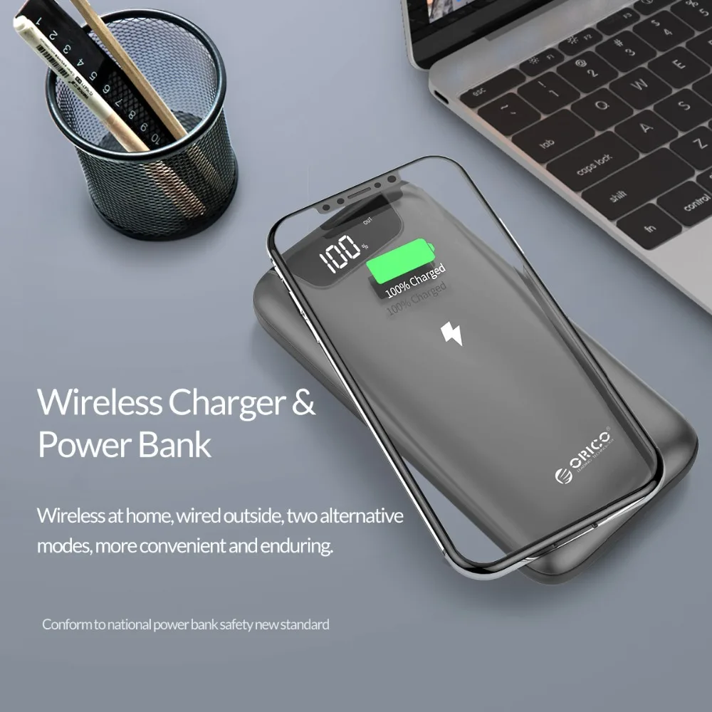 ORICO LED 10000mAh QI Wireless Charger 2A Dual USB Power Bank For iPhone X 8 Samsung S9 Battery Charger 5W Wireless Charging Pad ORICO LED 10000mAh QI Wireless Charger 2A Dual USB Power Bank For iPhone X 8 Samsung S9 Battery Charger 5W Wireless Charging Pad
