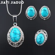 Jiayijiaduo-ensemble de bijoux de mariage, tendance, pendentif africain, couleur argent, boucles d'oreilles et colliers, accessoires pour femmes, vente en gros