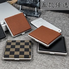 Hohe Qualität Supr Dünne Klassischen Leder & Legierung Zigarettenetui Box Metall Halter 20 stücke 84 MM Zigarren Container für leichter