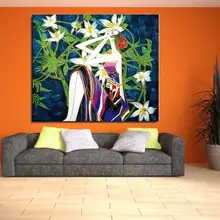 Mädchen orchidee sitzen Figur Malerei Abstrakte Spray Rahmenlose wohnkultur zeichnung Leinwand ölgemälde airbrush Wasserdicht