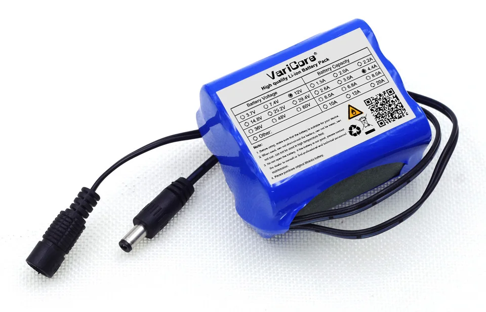 VariCore 12 v 4.4Ah 4400 mah 18650 аккумуляторные батареи 12 V+ PCB литиевая аккумуляторная батарея Защитная плата DC: 5,5*2,1