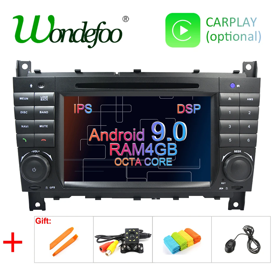 

Android 9.0 4G 64G 2 DIN Car DVD GPS For Mercedes/Benz W203 W209 W219 W169 A160 C180 C200 C230 C240 CLK200 CLK22 radio stereo