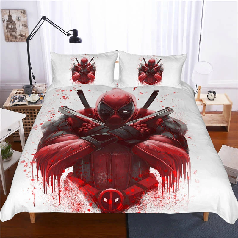 الأعجوبة Deadpool 3D طقم ملائات سرير مطبوع 10 حجم مجاميع راحة الفراش سوبر hero أغطية أغطية سرير غطاء لحاف سادات