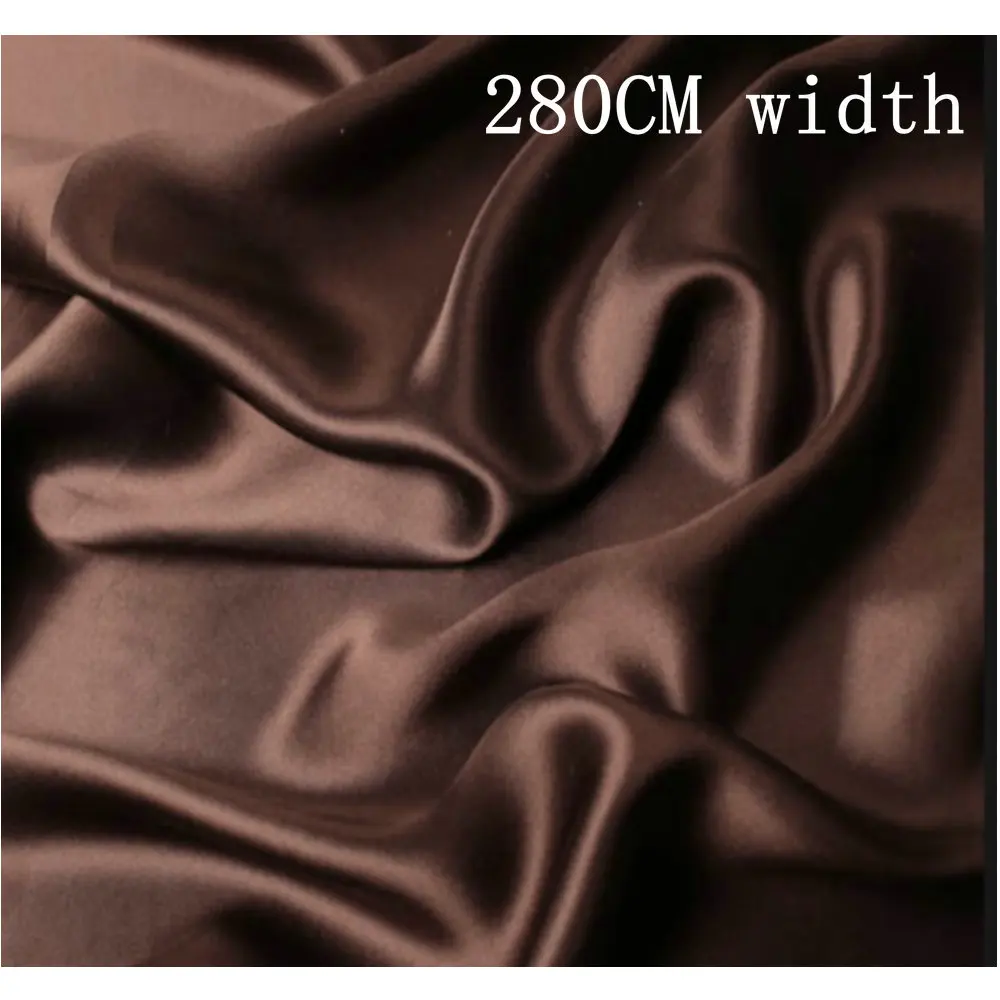 

Free Shipping 19m/m 280cm Wide coffee Color Silk Charmeuse Fabric For Bedding Set