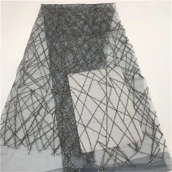 

2019 Latest French Nigerian Lace Fabric With Sequins Tulle African Lace Fabric Wedding African French Tulle Lace