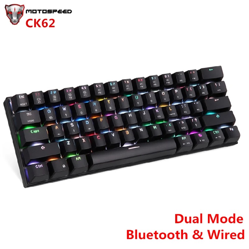 

MOTOSPEED CK62 Wired Bluetooth Dual Mode Mechanical Keyboard Portable RGB Backlight Gaming Keybaords for Gamer