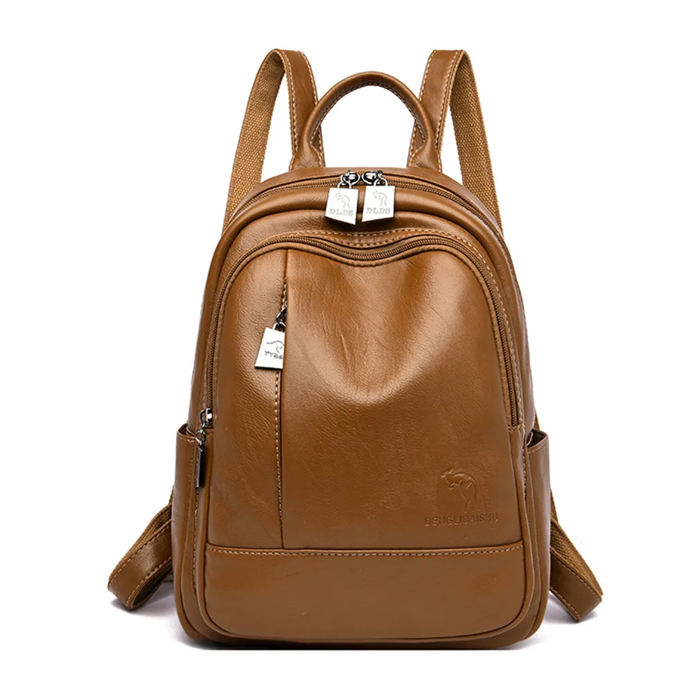 Женские мягкие кожаные рюкзаки, высокое качество, винтажный рюкзак для девушек, школьные сумки для девушек, Женская дорожная сумка через плечо