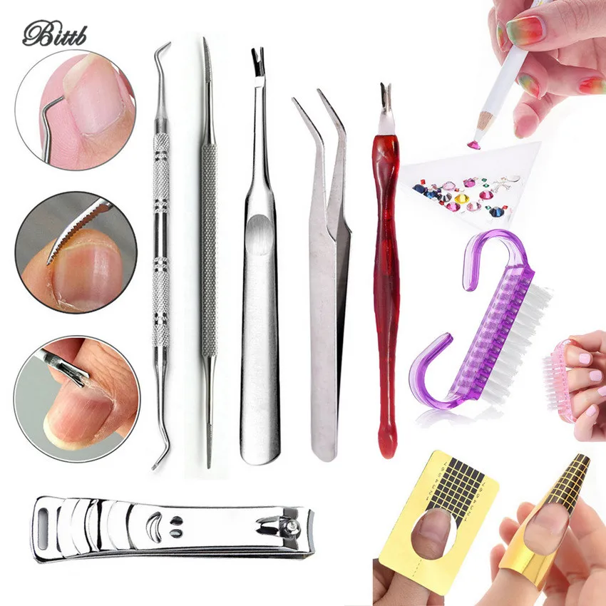 

Manicure Set Kit Cuticle Remover Nail Clipper Ingrown Nail Lifter Corrector Nail Brush Fingernail Form Cuticle Pusher Art Tools