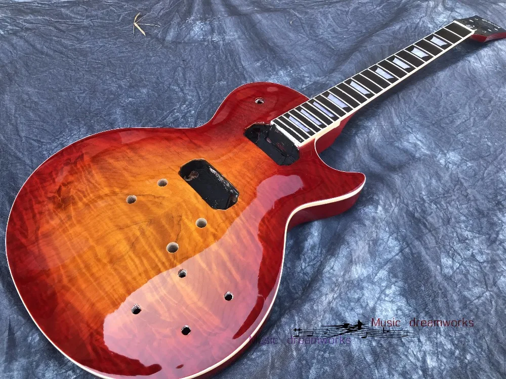 

China OEM Firehawk shop.G LP electric guitar Stains grain flame maple wood Unfinished.DIY guitar