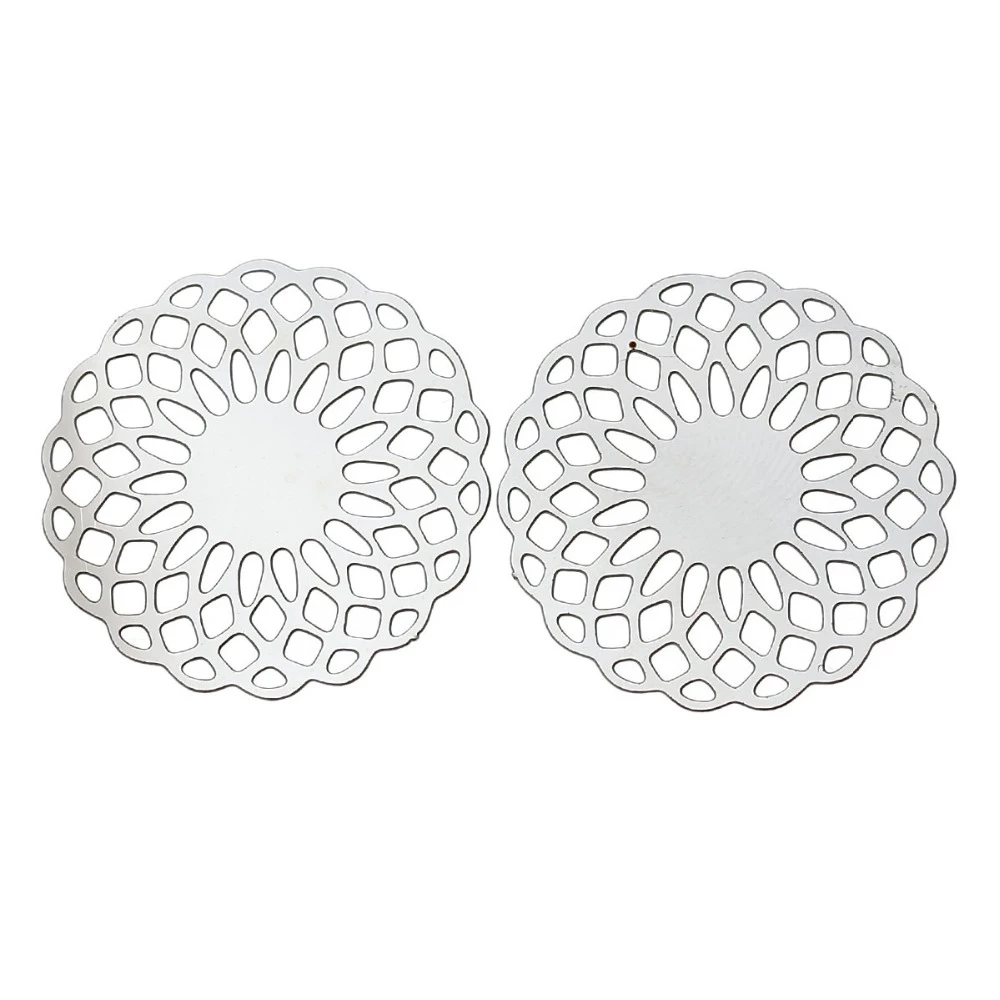 Doreenbeads الصغر المقاوم للصدأ الزينة جولة الفضة لهجة الجوف 25 ملليمتر (1 \