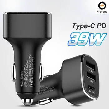 

Type-C PD 3-port fast charge,phone car charger 39W Compatible with iPhone X/8/8Plus PD Fast Charge for Samsung xiaomi iPhone