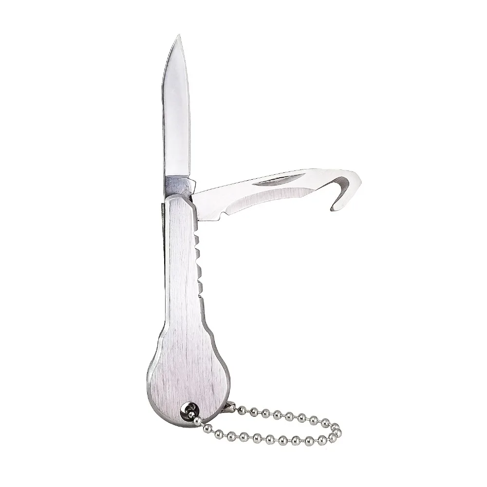 

Stainless Steel Mini Keychain Double Blades Folding Hook Knife Box Cutter Gadget EDC Tool