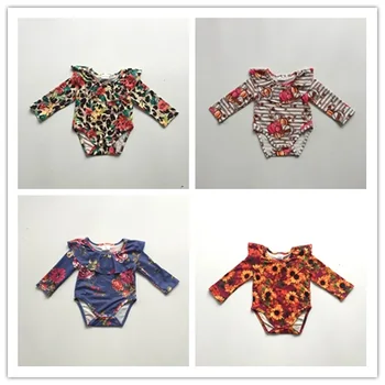 

baby girls fall infant toddler baby kids sunflower/floral/leopard/pumpkin print romper kids boutique rompers