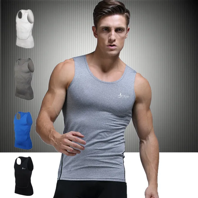 Men Running Vest Men Quick Dry Solid Cool Shirt Wicking Gym Running