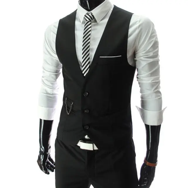2021New Arrival Dress Vests For Men Slim Fit Mens Suit Vest Male Waistcoat Gilet Homme Casual Sleeveless Formal Business Jacket 1