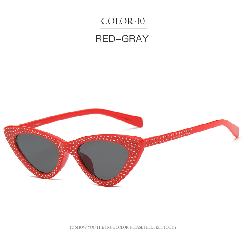 Prouddemon бренд «кошачий глаз» Для женщин Мода Треугольники Малый Размеры Frame Даймонд очки Цвет объектив солнцезащитные очки UV400