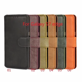 

For Samsung Galaxy S7 edge,PU leather case with card slot& stand holder for Samsung S7 edge,50pcs/lot,2016 New,free shipping