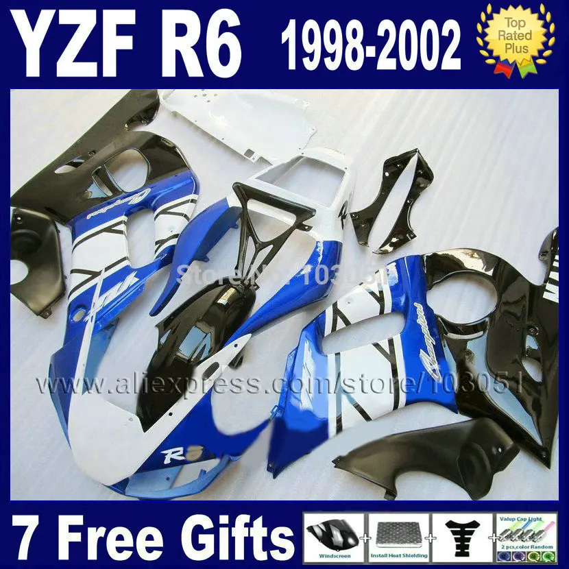 Изготовленный На Заказ Мото синий обтекатель для YAMAHA R6 1998 1999 2000 2001 2002 02 00 01 99 98 YZF
