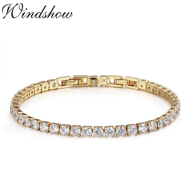 Cluster Round CZ Tennis Chain Gold Color Bracelet& Bangles For Women Girls Gift Jewelry Braceletes pulseras bracciali donna