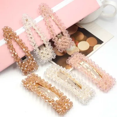 

M MISM Women Girls Korean Fashion Sweet Shiny Crystal Geometric Ins Hot Headwear Hair Clips Hairpins Barrettes Hair Accessories
