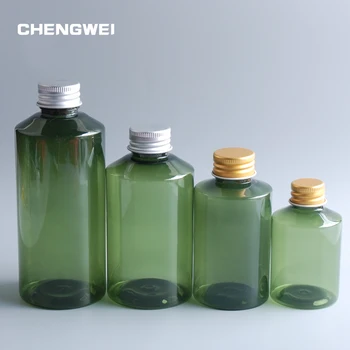 

CHENGWEI 50ML-200ML Lotion Travel Kits Empty Green Plastic PET Bottle 10Pcs Aluminum Cap Refillable Bottles 4 Size