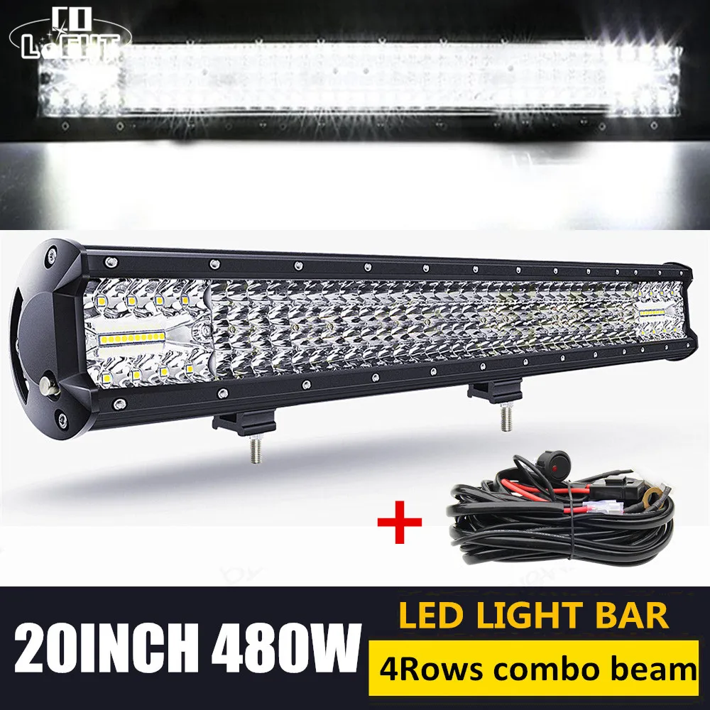

CO LIGHT 4-Rows Led Offroad Light Bar 480W 20 inch Led Bar Spot Flood Beam Led Work Light Bar 12v 24v for Jeep Tractors ATV SUV