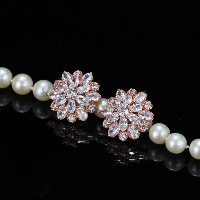Женские серьги гвоздики серебряного цвета с крупным цветком|flower stud earrings|stud