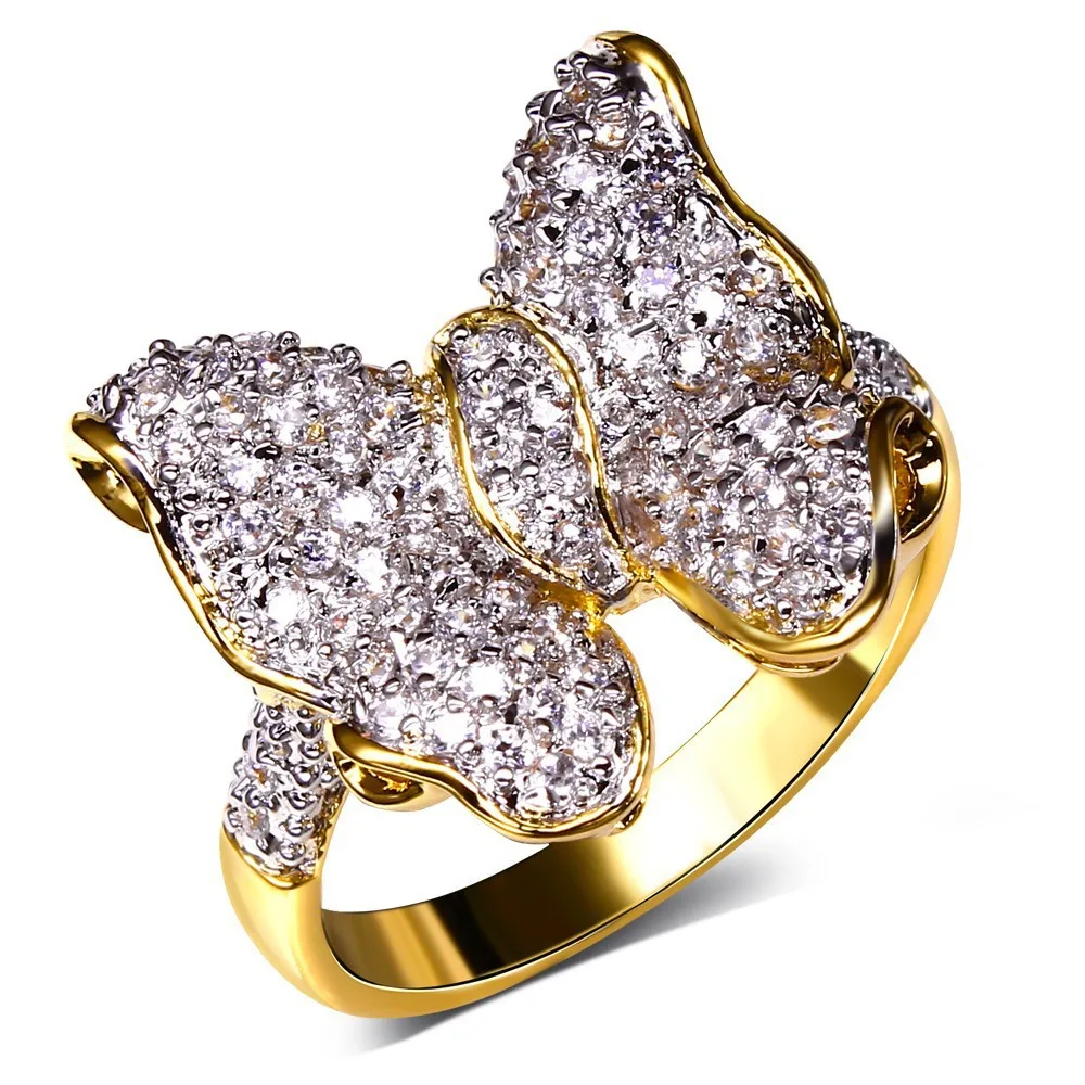 Luxury AAA zircon bohemia butterfly rings for women high quality party