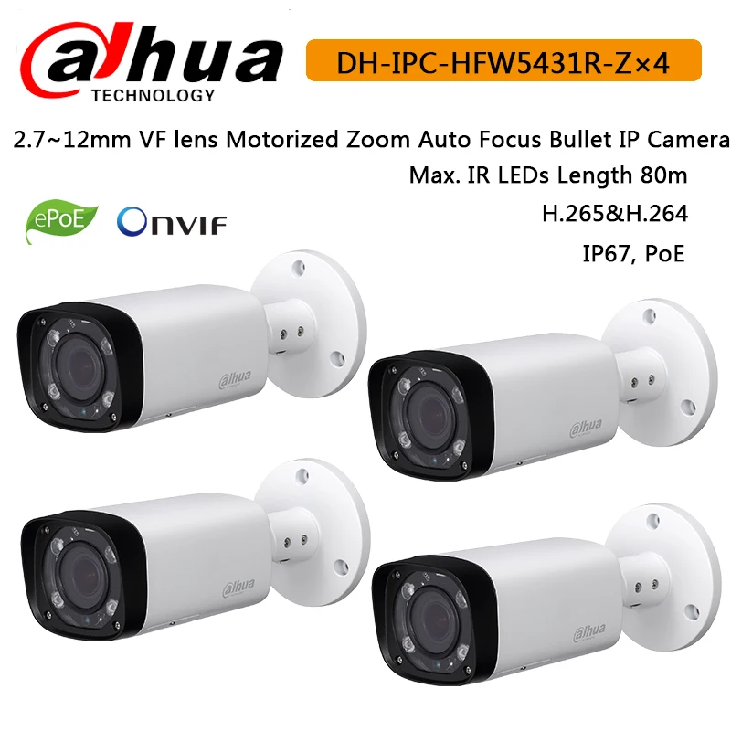 Оригинальная Ночная камера Dahua 4mp IPC-HFW5431R-Z 80 м IR с 2 7 ~ 12 мм VF объективом