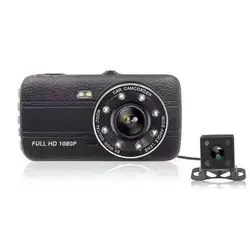 Full HD 1080 P Автомобильный видео Регистраторы 4-дюймовый Дисплей двойной линзы Камера Ночное Видение движения Сенсор Видеорегистраторы для
