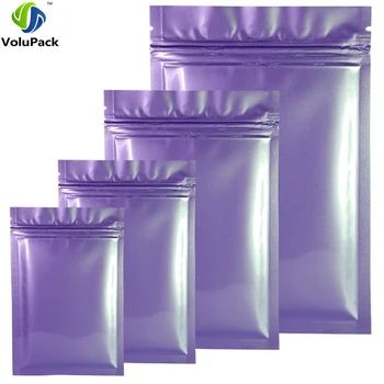 

100pcs/lot High Quality Thick Glossy Purple Reclosable Aluminum Foil Mylar Zip Lock Flat Pouches Gift Storage Bags