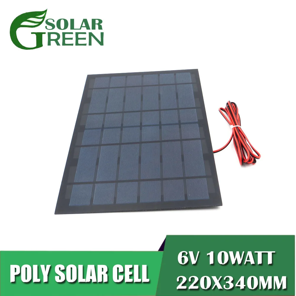 

6V 1000mA 10Watt extend cable Solar Panel Polycrystalline Silicon DIY 5V Battery Charger Module Mini Solar Cell wi wire toy