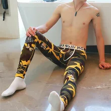 Бренд WJ, мужские теплые кальсоны, термобелье для мужчин, Зимняя мода, хлопковые узкие домашние штаны, брюки с принтом, тонкие стильные штаны