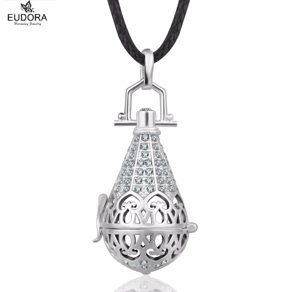 

Eudora Fashion Copper Angel Caller Floating Locket Pendant Water Drop Harmony Bola Cage with Crystal Eudora Jewelry For Pregnant