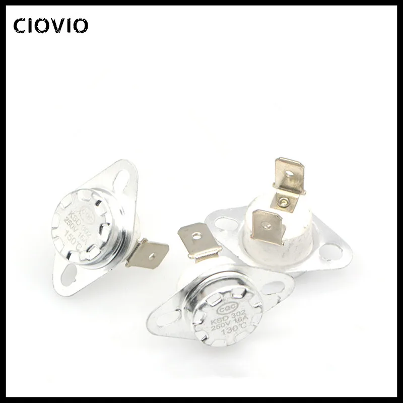 2pcs KSD302 16A 250V 40-130 degree Ceramic Normally Closed Temperature Switch Thermostat 45 55 60 6