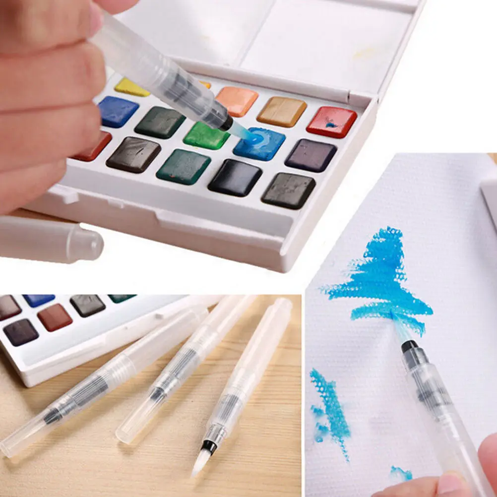 3PCS Ink Pen for Water Brush Watercolor Calligraphy Painting Tool Set AO